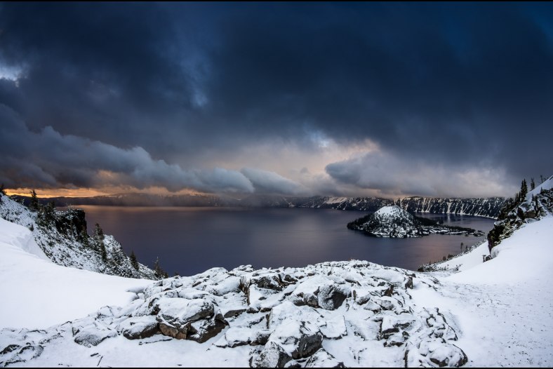 Black Storm Descends on Crater Lake